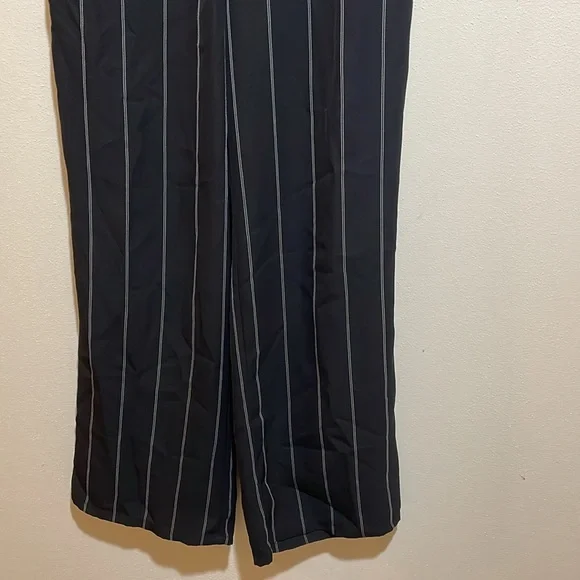 Anine Bing Isabella Pinstripe Pants Drawstring Pull On Black Stripe Size Medium - Picture 9 of 16